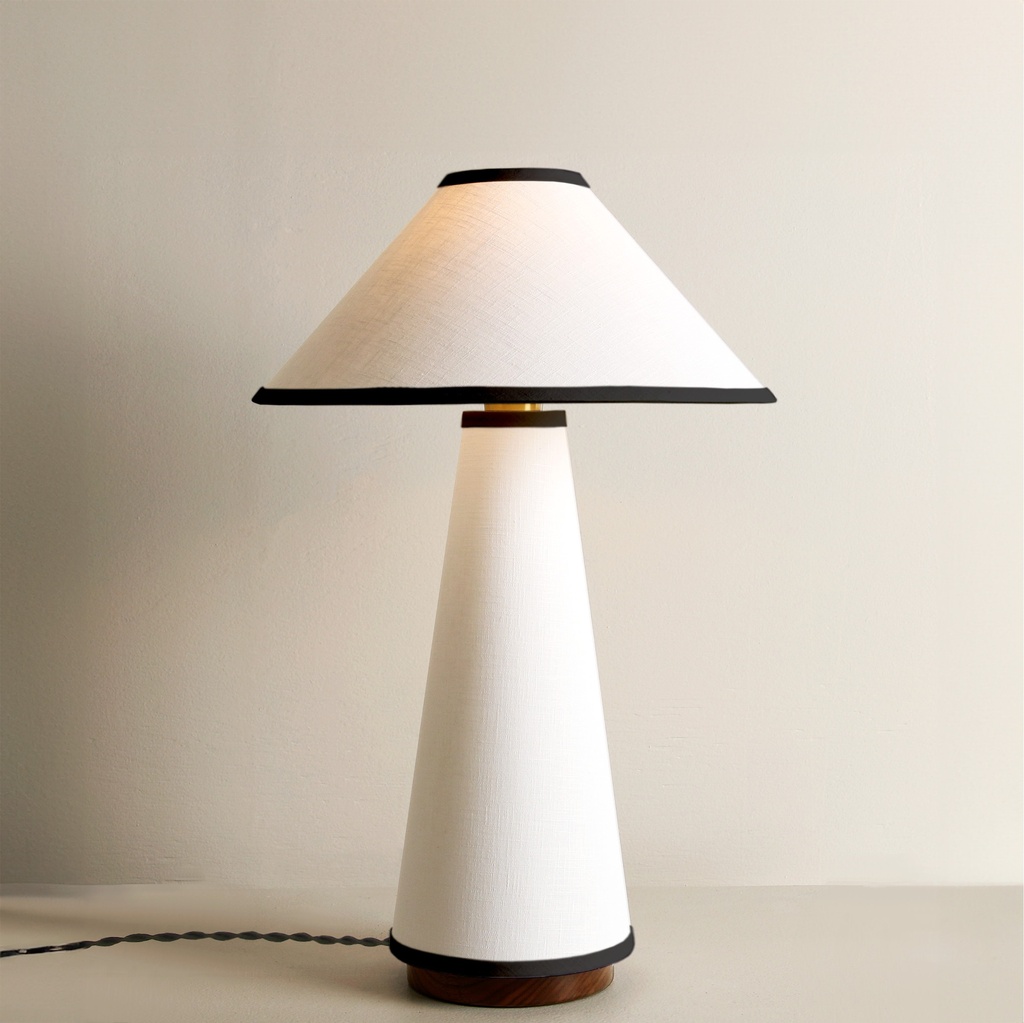 Linden Table Lamp Narrow - Cream with Black Trim