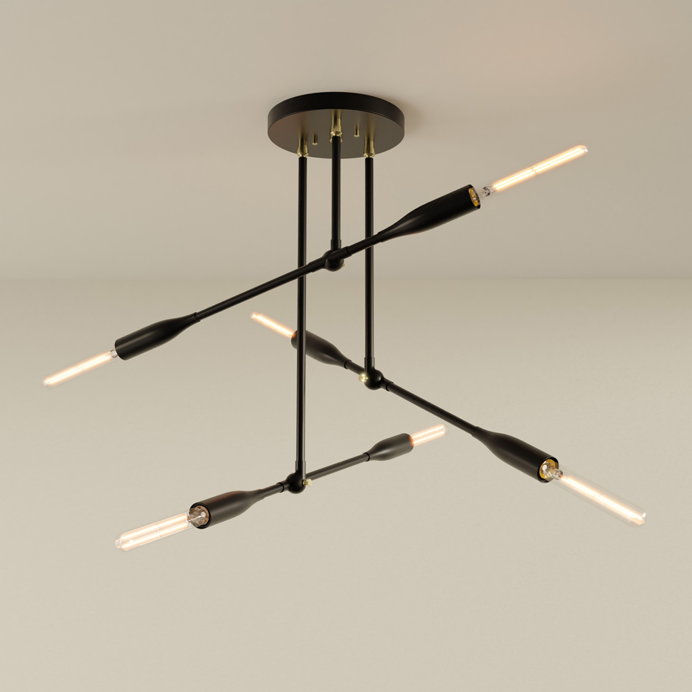 [THI-TRI-BP-B] Thia Trio Light (Black Poppy, Brass)