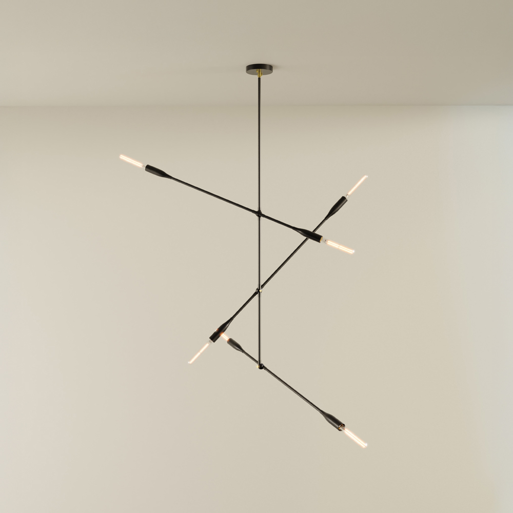 [SOR-3A-BP-B] Sorenthia 3-Arm Light (Black Poppy, Brass)