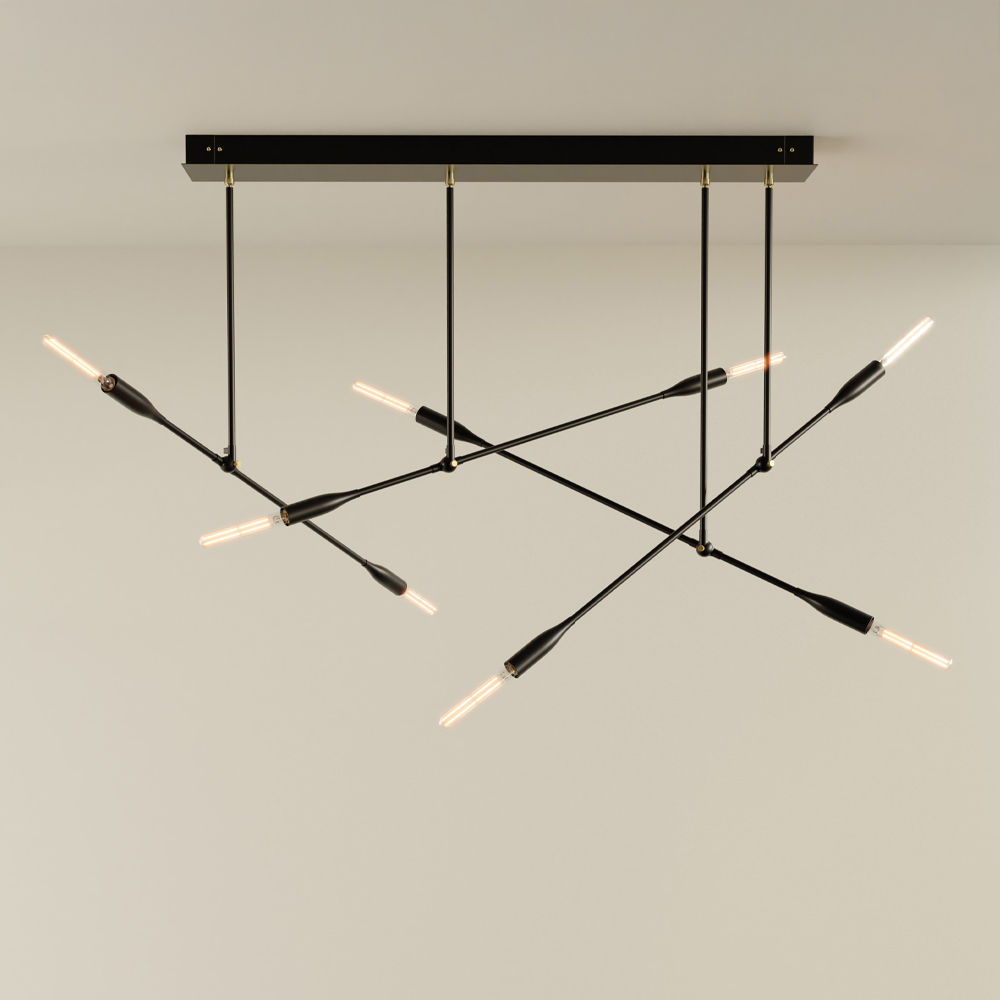 [SOR-QUA-BP-B] Sorenthia Quad Chandelier (Black Poppy, Brass)
