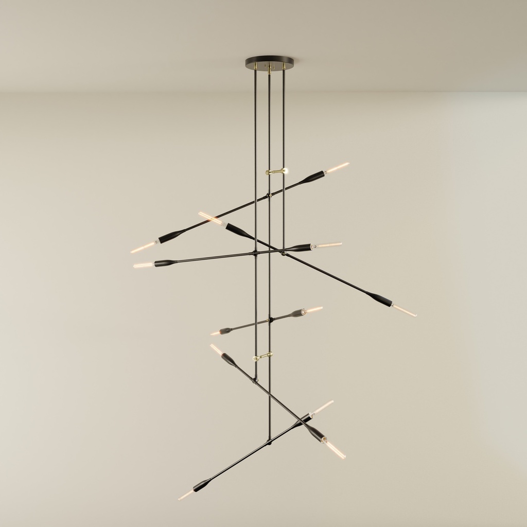 [SOR-GRA-BP-B] Sorenthia Grand Chandelier (Black Poppy, Brass, Brass)