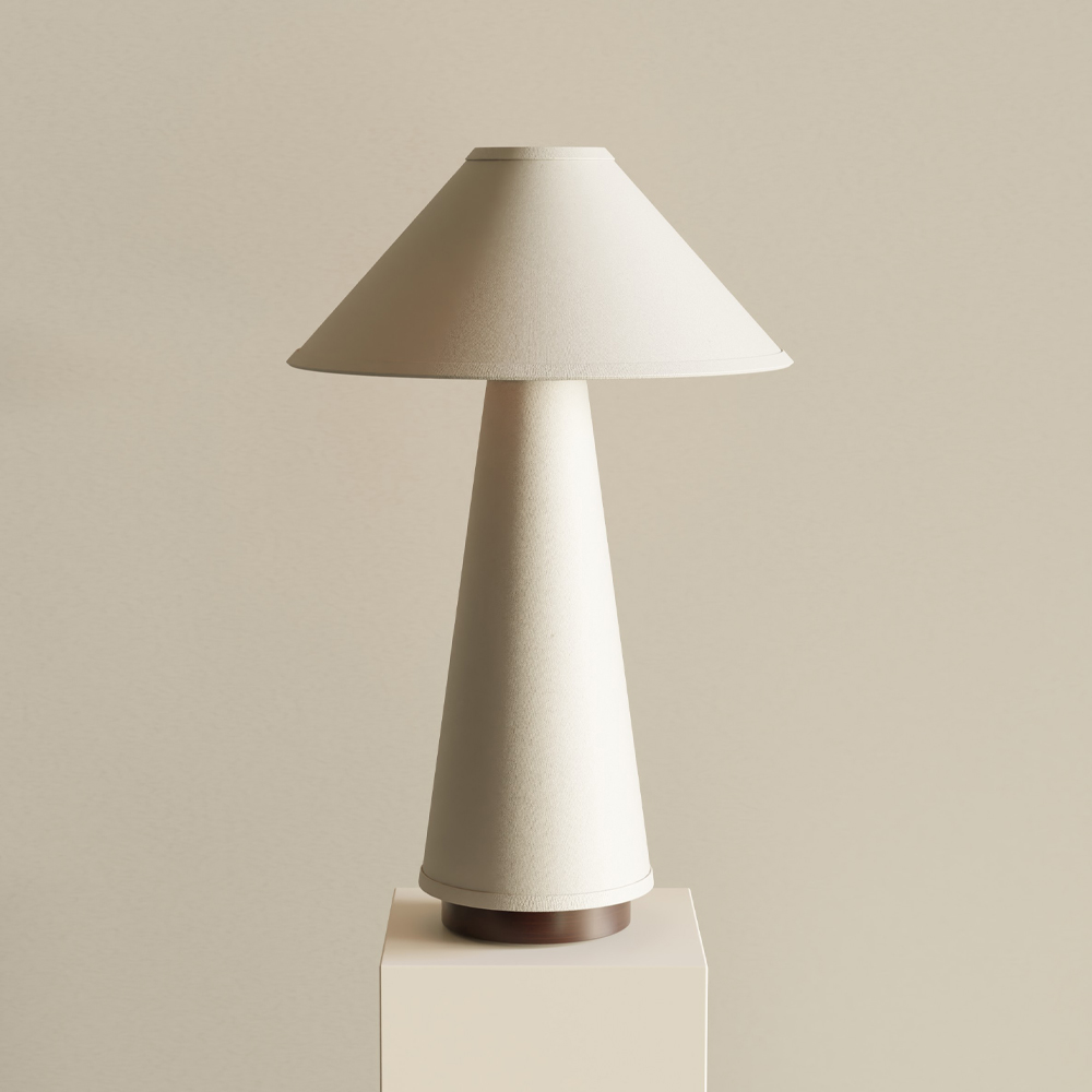 [LND-TL-16X25-BL-MB] Linden Table Lamp Narrow (Maple, Black Linen)