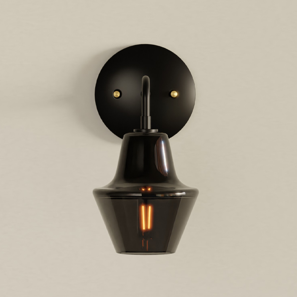 [CMB-SCO-OW-BP-B] Cumberland Sconce (Opal White, Black Poppy, Brass)